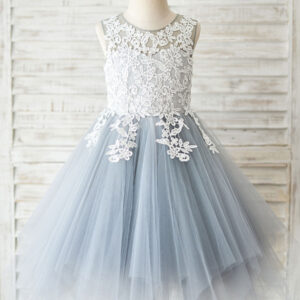 jewel neck sleeveless lace bodice formal kids pageant flower girl dresses showprettydress