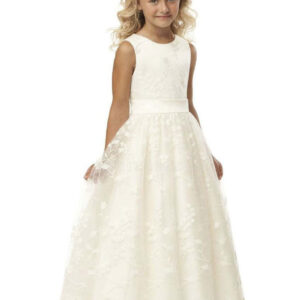 jewel neck sleeveless sash formal kids pageant flower girl dresses showprettydress