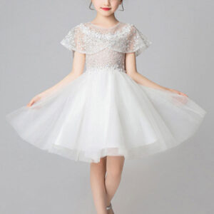 jewel neck sleeveless short embroidered kids party dresses with wrap showprettydress