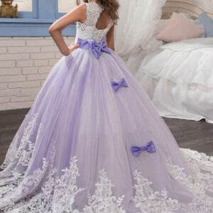 jewel neck sleeveless studded formal flower girl dress showprettydress