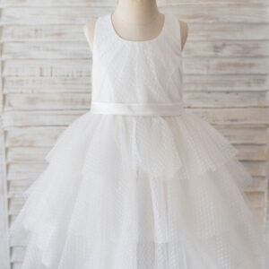 jewel neck sleeveless tulle bows kids social party dresses showprettydress