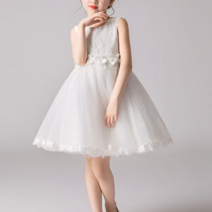 jewel neck tulle knee length princess flowers formal kids pageant flower girl dresses showprettydress
