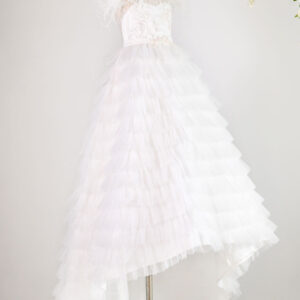 jewel neck tulle short sleeves floor length princess lace formal kids pageant flower girl dresses showprettydress