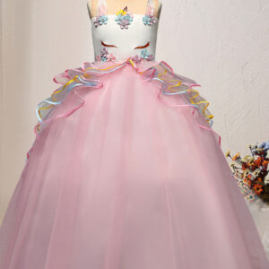 jewel neck tulle sleeveless ankle length princess embroidered kids social party dresses showprettydress