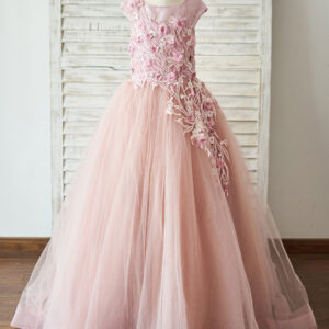 jewel neck tulle sleeveless floor length princess beaded kids party dresses showprettydress
