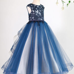 jewel neck tulle sleeveless floor length princess lace kids social party dresses showprettydress