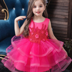 jewel neck tulle sleeveless short princess beaded kids party dresses showprettydress