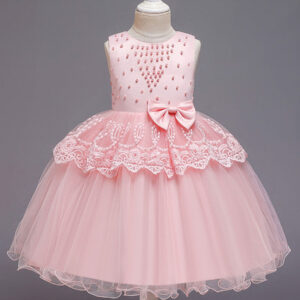 jewel neck tulle sleeveless short princess bows formal kids pageant flower girl dresses showprettydress