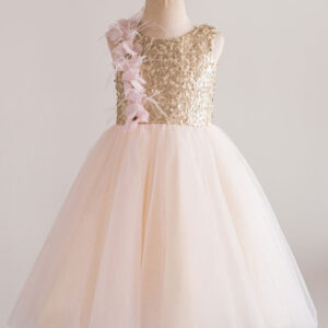 jewel neck tulle sleeveless short princess flowers kids social party dresses showprettydress