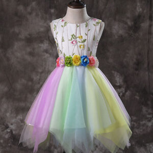 jewel neck tulle sleeveless short sash princess embroidered kids social party dresses showprettydress