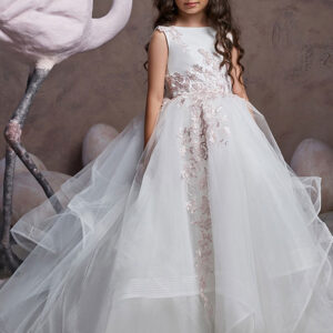 jewel neck tulle sleeveless sweep princess embroidered formal kids pageant flower girl dresses showprettydress