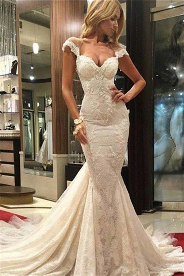 lace sleeveless sweep train mermaid v neck wedding dresses showprettydress lace sleeveless sweep train mermaid v neck wedding dresses showprettydress