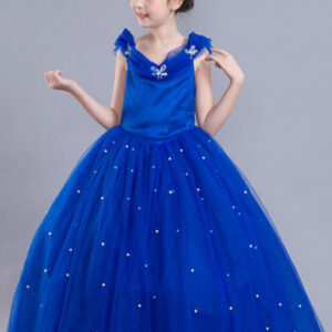little girls royal blue flower girl dress princess beaded kids pageant party dress showprettydress