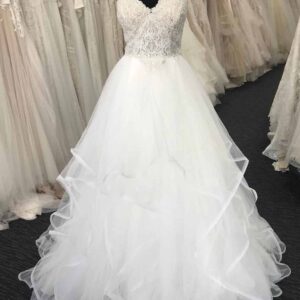 Long A-line Sweetheart Spaghetti Straps Lace Tulle Wedding Dress