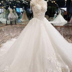 Long Ball Gown Sweetheart Appliques Tulle Wedding Dresses