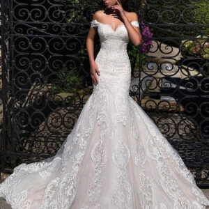 Long Mermaid Off the Shoulder Lace Tulle Wedding Dresses