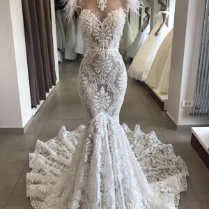 Long Mermaid Sweetheart Beading Appliques Lace Wedding Dress