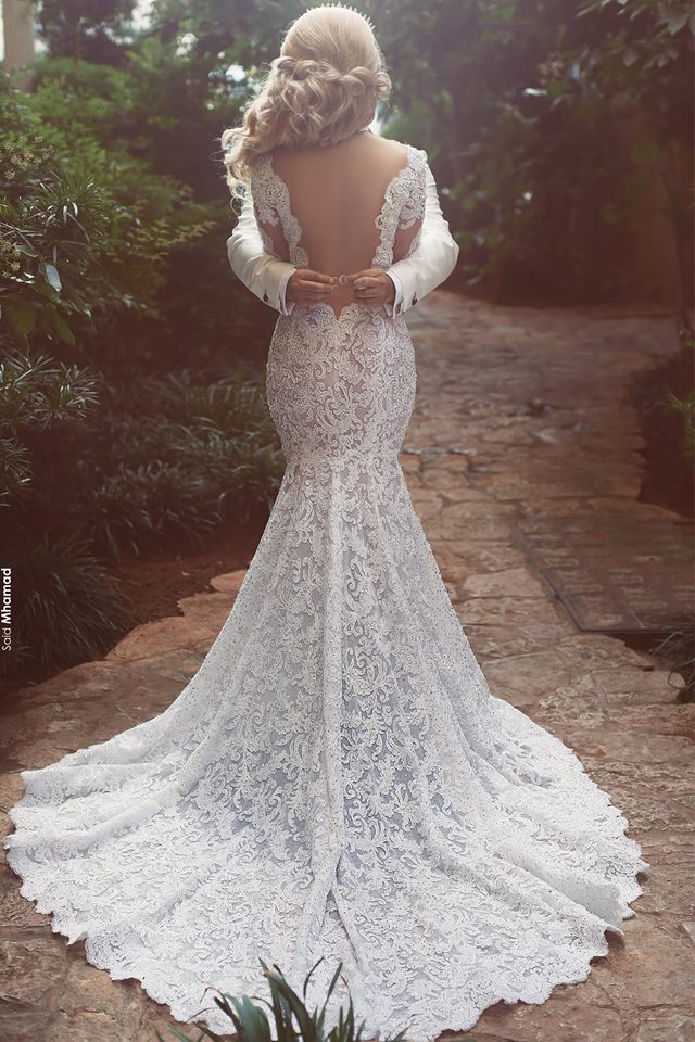 long sleeves mermaid lace wedding dress modern open back v neck classic bridal gown showprettydress 2 long sleeves mermaid lace wedding dress modern open back v neck classic bridal gown showprettydress 2