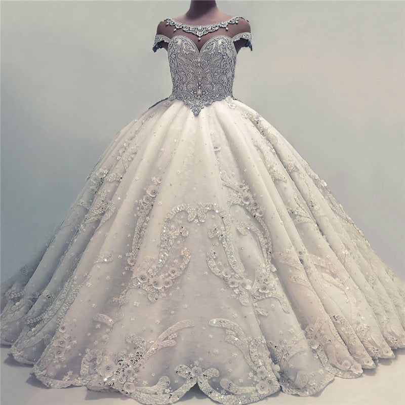 luxurious ball gown wedding dresses shiny crystals bridal gowns with flowers showprettydress 3 luxurious ball gown wedding dresses shiny crystals bridal gowns with flowers showprettydress 3