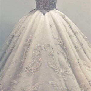 luxurious ball gown wedding dresses shiny crystals bridal gowns with flowers showprettydress