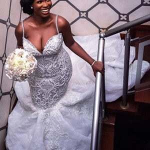 luxurious beaded lace mermaid sweetheart wedding dresses spaghetti straps appliques bridal gowns showprettydress