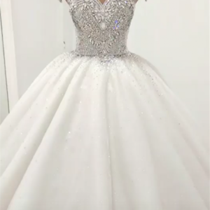 luxurious high neck crystal beading ball gown wedding dresses showprettydress