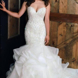 luxurious mermaid beading wedding dresses sweetheart neck ruffless skirt bridal gowns showprettydress