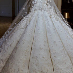 luxurious strapless lace appliques beading sleeveless ball gown wedding dress showprettydress
