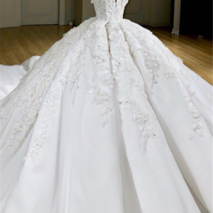 luxurious v neck appliques princess ball gown delicate wedding dress showprettydress