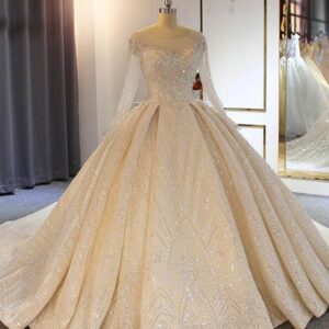 Luxury Long Ball Gown Sweetheart Lace Wedding Dresses with Sleeves