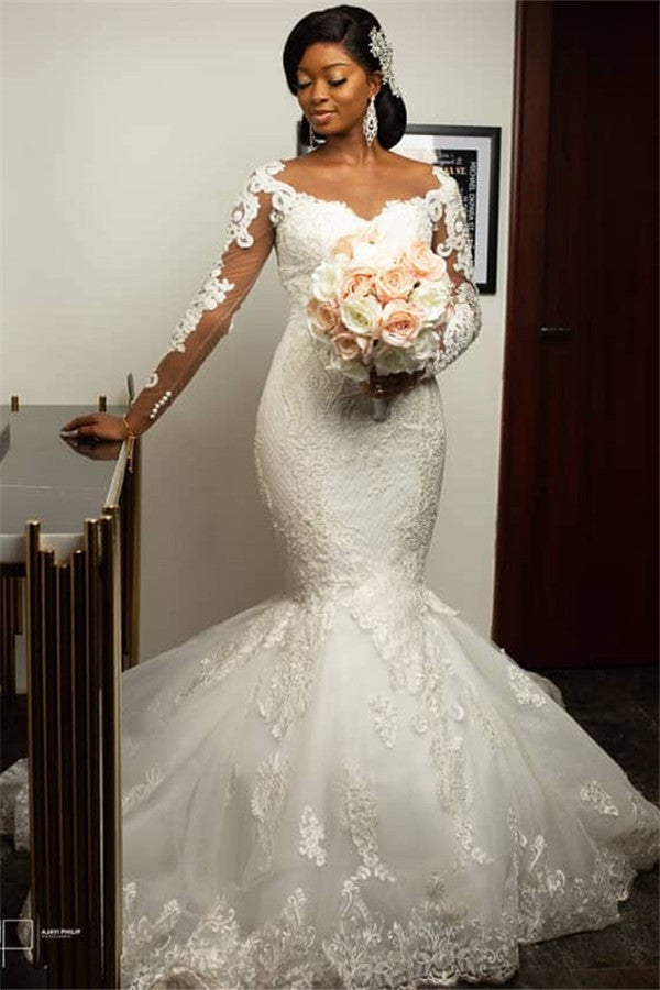 mermaid lace appliques wedding dresses with sleeves modern plus size bridal gowns onine showprettydress mermaid lace appliques wedding dresses with sleeves modern plus size bridal gowns onine showprettydress