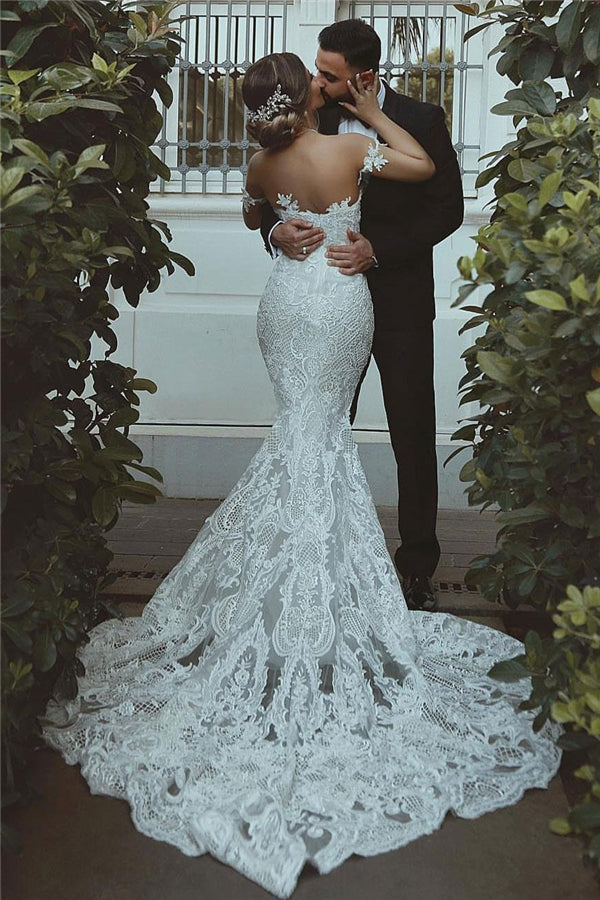 mermaid lace wedding dress modern court train sweetheart bridal gowns with sleeve decorations showprettydress 2 mermaid lace wedding dress modern court train sweetheart bridal gowns with sleeve decorations showprettydress 2