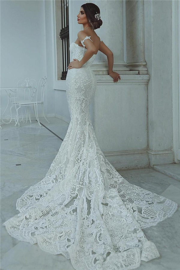 mermaid lace wedding dress modern court train sweetheart bridal gowns with sleeve decorations showprettydress 3 mermaid lace wedding dress modern court train sweetheart bridal gowns with sleeve decorations showprettydress 3
