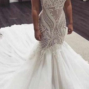 mermaid sweetheart long train tulle applique wedding dress showprettydress 550b5db1