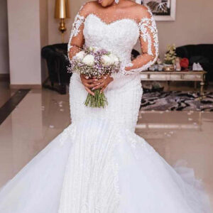 mermaid sweetheart short train long sleeves backless organza applique wedding dress showprettydress