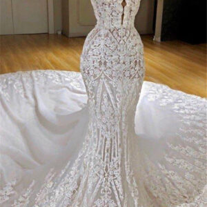 modern lace mermaid wedding dresses spaghetti straps appliques bridal gowns showprettydress