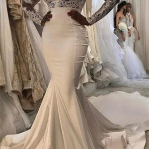 modern lace trumpet mermaid wedding dresses white chic wedding dress showprettydress