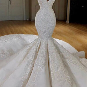 modern mermaid lace wedding dresses online straps luxurious bridal gowns with long train showprettydress