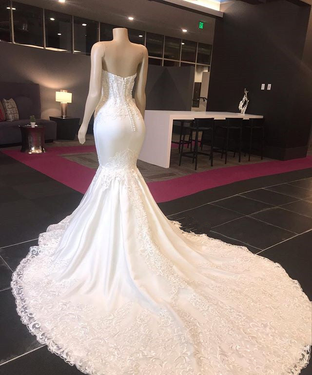 modern strapless lace appliques mermaid wedding bridal gowns new arrival showprettydress 2 modern strapless lace appliques mermaid wedding bridal gowns new arrival showprettydress 2