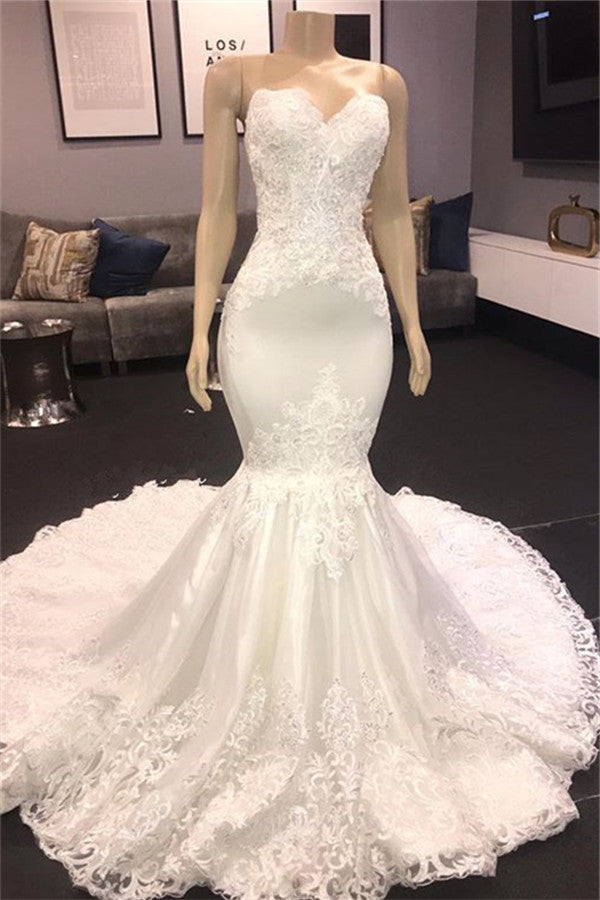 modern strapless lace appliques mermaid wedding bridal gowns new arrival showprettydress modern strapless lace appliques mermaid wedding bridal gowns new arrival showprettydress