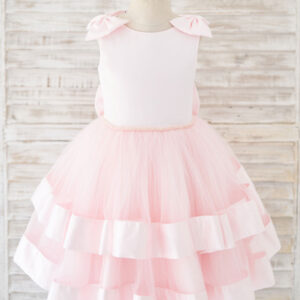 new jewel neck sleeveless sash pink kids party dresses showprettydress