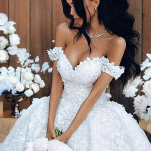 off the shoulder appliques luxurious wedding dresses princess ball gown modern bride dress showprettydress