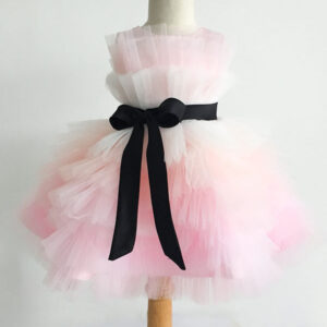 pink satin fabric sleeveless short princess kids party dresses showprettydress