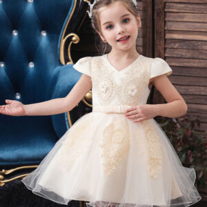 pretty v neck short sleeves flowers kids party flower girl dresses showprettydress