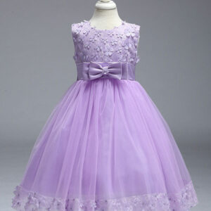 princess lilac purple lace tulle ribbon bows kids tutu party dress showprettydress