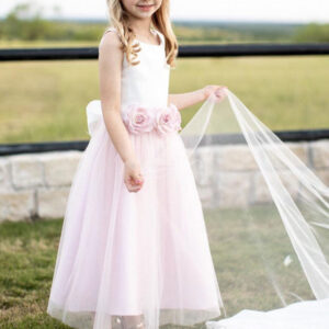 satin jewel neck sleeveless flowers ankle length sash kids party dresses showprettydress