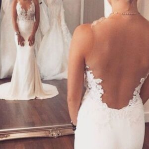 sheer back mermaid wedding dress sleeveless lace summer beach bridal gowns showprettydress