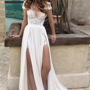 sleeveless v neck lace chiffon a line floor length wedding dresses showprettydress