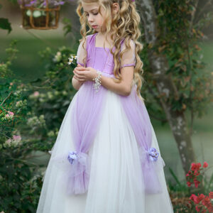 square neck taffeta short sleeves ankle length princess flowers kids social party dresses showprettydress