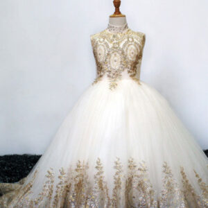 stand collar sleeveless applique kids princess dresses showprettydress